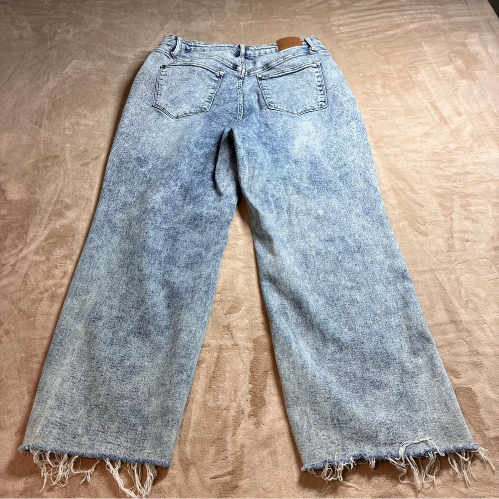 Judy Blue Acid Wash Wide Leg Jeans Raw Hem Retro Streetwear Women’s 20W Denim - Picture 10 of 11